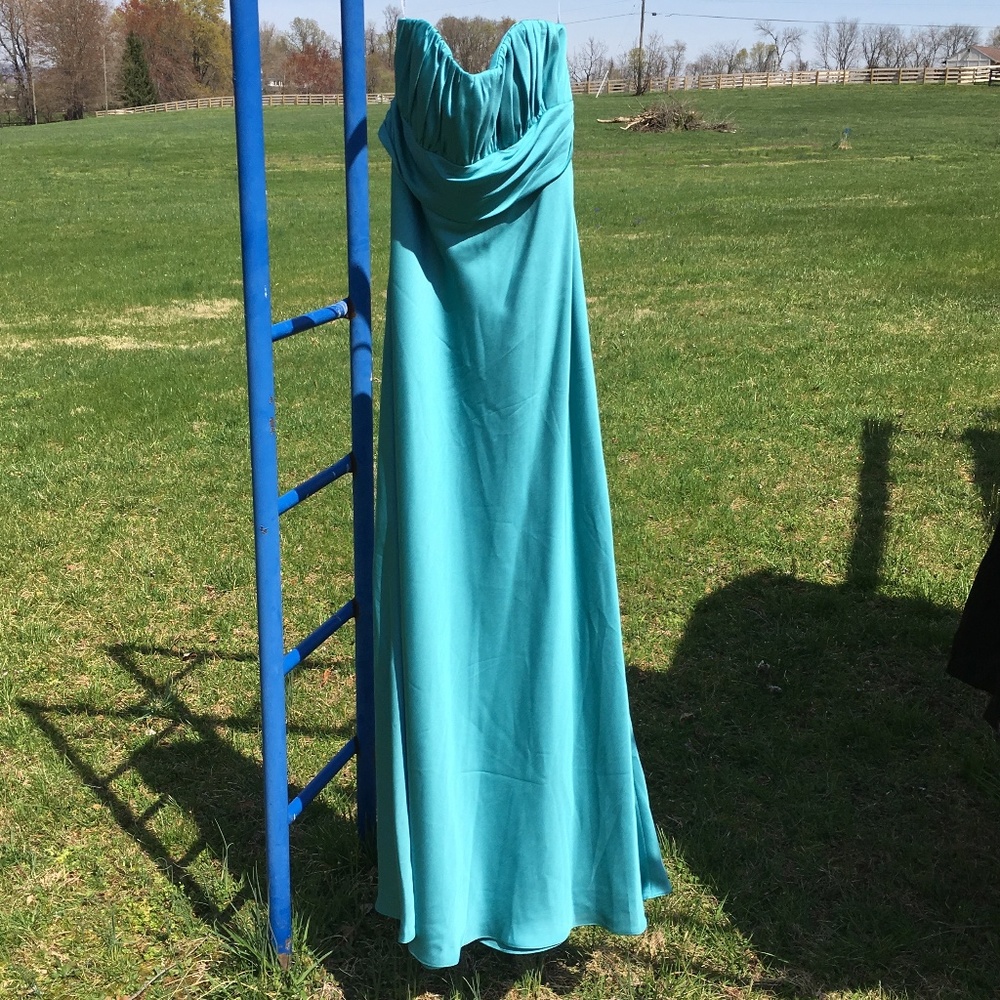 David's Bridal Teal Bridesmaid Prom Dress
